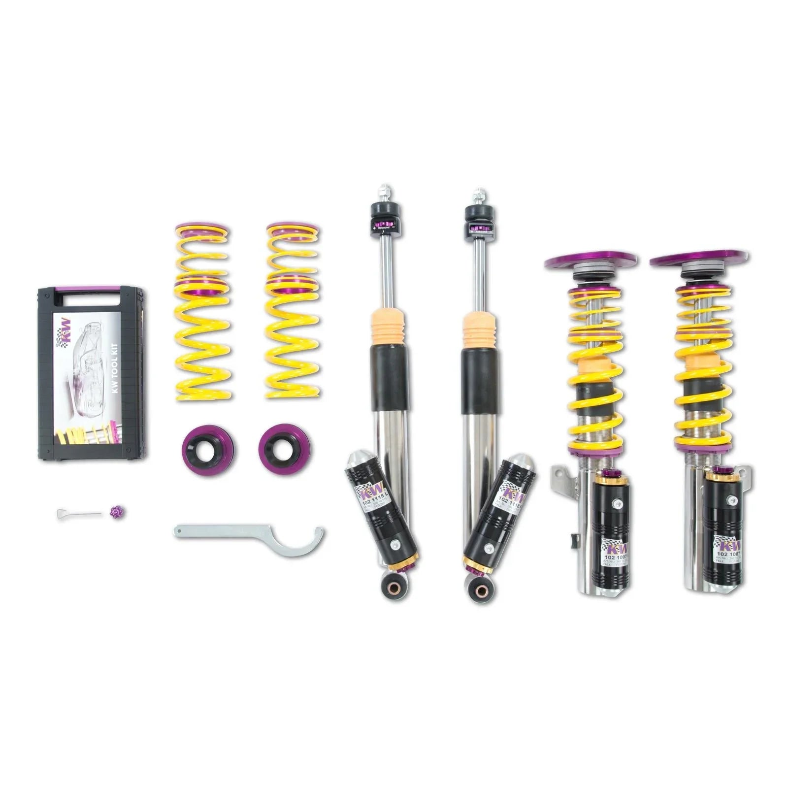 KW Gewindefahrwerk V3 Clubsport inkl. Stützlager für BMW M140i / M240i F2x - 3522080E/3522080D - Akrapovic Auspuffanlage
