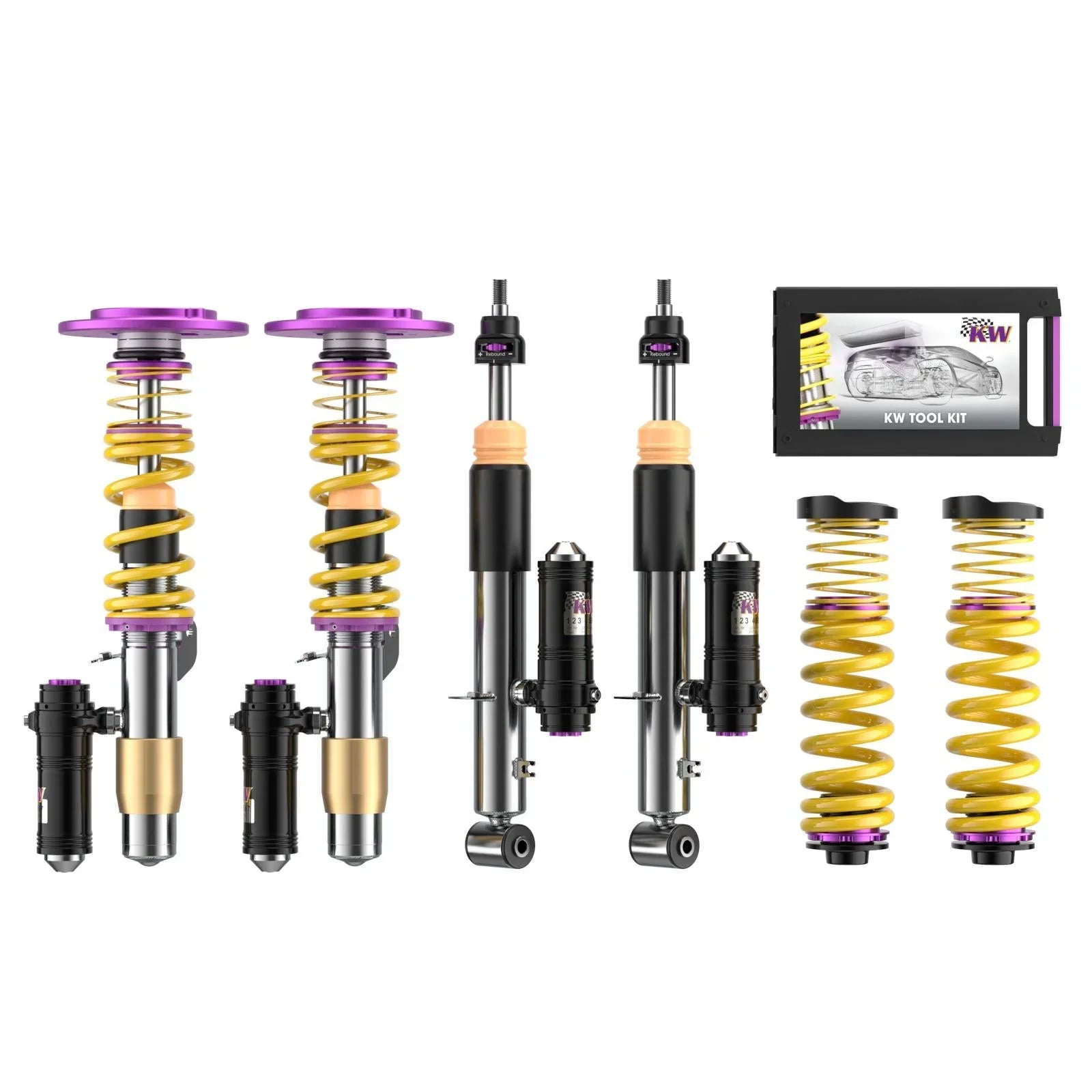 KW Gewindefahrwerk V3 Clubsport inkl. Stützlager für BMW M3 F80 / M4 F82 - 352208BB / 352208AN - Akrapovic Auspuffanlage