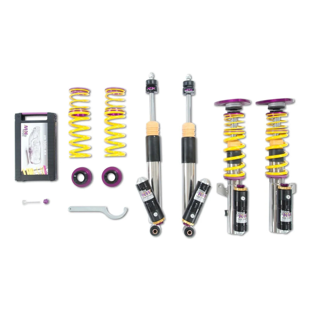 KW Gewindefahrwerk V4 Clubsport inkl. Stützlager für BMW M135i / M235i F2x - 3972020E / 3972020D - Akrapovic Auspuffanlage