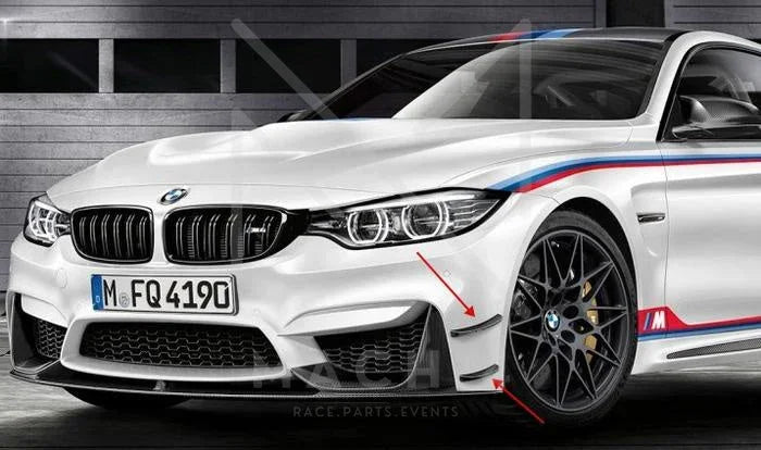 BMW M4 DTM-Edition Frontflaps / Seitenflügel / Flaps Carbon für BMW M3/M4 F80/F82/F83 - 51117993027/51117993028 - Akrapovic Auspuffanlage