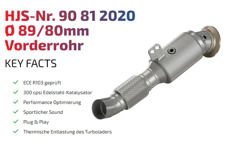 HJS ECE Downpipes mit 300 Zellen Kats für BMW B58 vor OPF für BMW M140i F20/F21 / M240i F22/F23 - mit Zulassung - 90812020 - Akrapovic Auspuffanlage