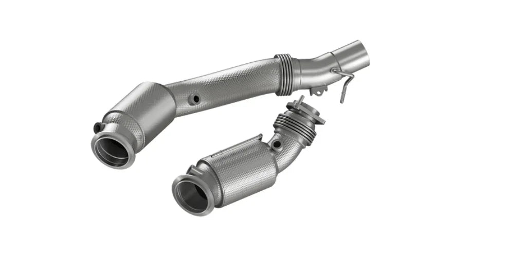 HJS ECE Downpipes mit 200 Zellen Kats für BMW M4 Competition F82 / F83 OPF S55 - mit Zulassung - 90822040 - Akrapovic Auspuffanlage