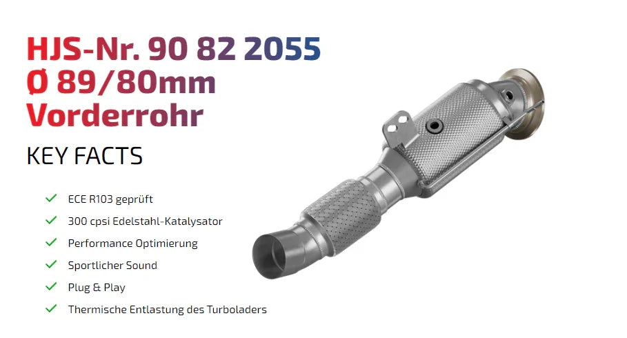 HJS ECE Downpipes mit 300 Zellen Kats für BMW B58 mit OPF für BMW 340i F30/F31 / 440i F32/F33/F36 - mit Zulassung - 90822055 - Akrapovic Auspuffanlage