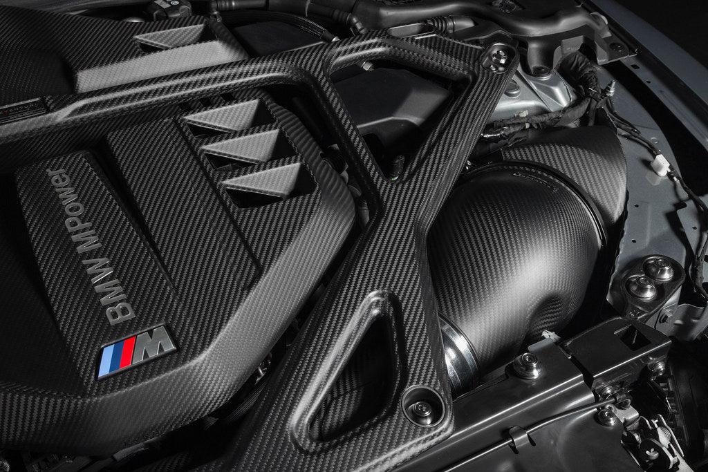 Eventuri Carbon Domstrebe / Carbon Strut Brace für BMW M2 G87 S58 Motor - Akrapovic Auspuffanlage