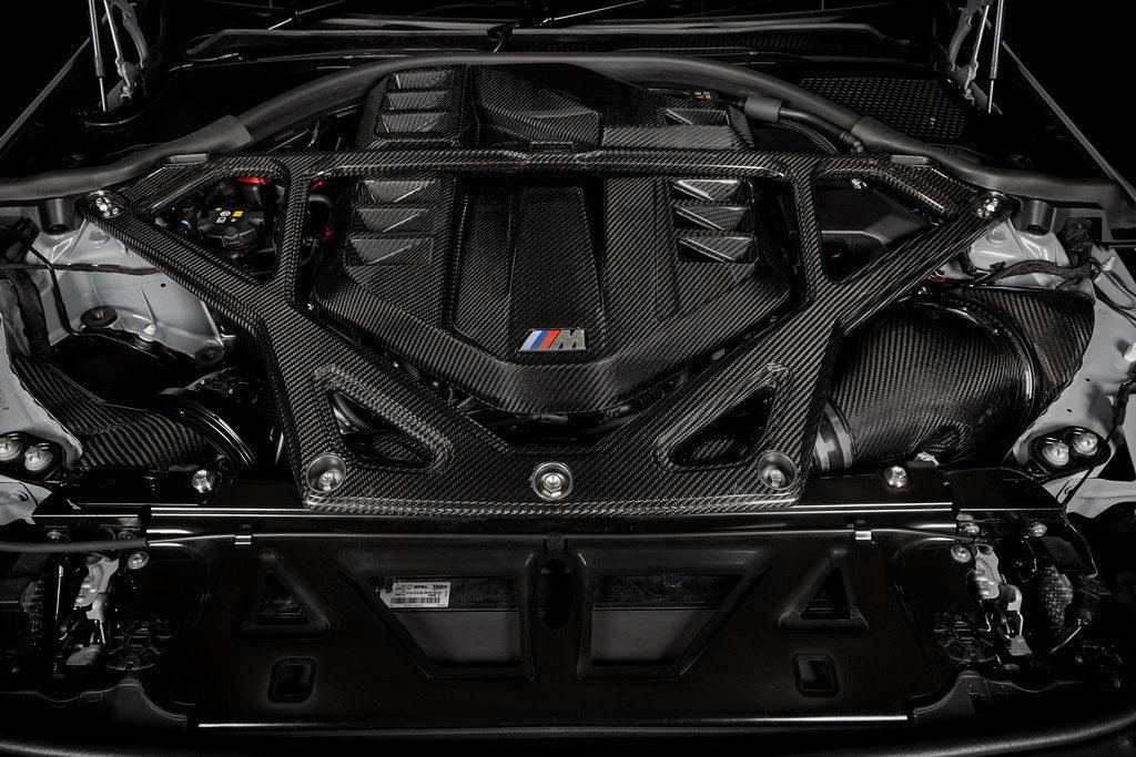 Eventuri Carbon Domstrebe / Carbon Strut Brace für BMW M2 G87 S58 Motor - Akrapovic Auspuffanlage